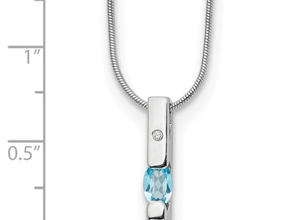 White Ice Sterling Silver Rhodium-plated Diamond and Blue Topaz Necklace with Extender (Style QW209BT-18)