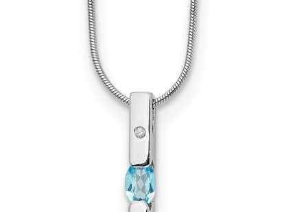 White Ice Sterling Silver Rhodium-plated Diamond and Blue Topaz Necklace with Extender (Style QW209BT-18)