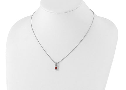 White Ice Sterling Silver Rhodium-plated Diamond and Garnet Necklace with Extender (Style QW209GA-18)
