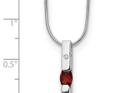 White Ice Sterling Silver Rhodium-plated Diamond and Garnet Necklace with Extender (Style QW209GA-18)