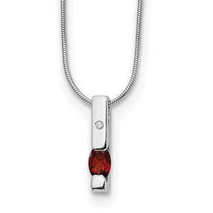 White Ice Sterling Silver Rhodium-plated Diamond and Garnet Necklace with Extender (Style QW209GA-18)