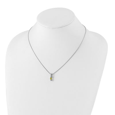 White Ice Sterling Silver Rhodium-plated Diamond and Peridot Necklace with Extender, 18 x 0.8mm