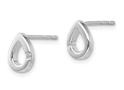 Sterling silver diamond teardrop earrings, alternate view
