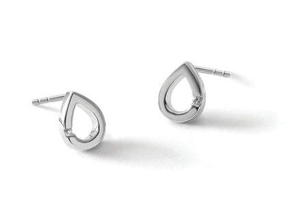 White Ice Sterling Silver Rhodium-plated Diamond Teardrop Post Earrings, 7 x 7mm