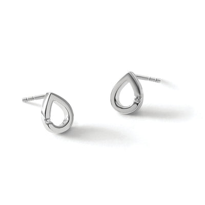 White Ice Sterling Silver Rhodium-plated Diamond Teardrop Post Earrings, 7 x 7mm