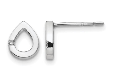 Sterling silver diamond teardrop earrings