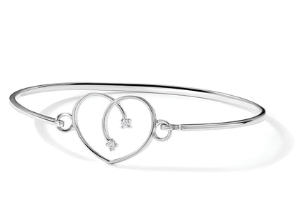 White Ice Sterling Silver Rhodium-plated Diamond Heart Bangle