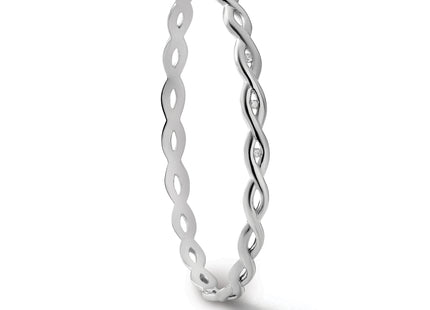 White Ice Sterling Silver Rhodium-plated Diamond Twist Bangle