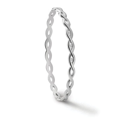 White Ice Sterling Silver Rhodium-plated Diamond Twist Bangle