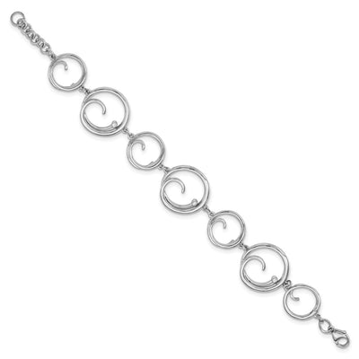 White Ice Sterling Silver Rhodium-plated Diamond Swirl Bracelet with Extender