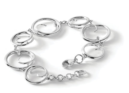 White Ice Sterling Silver Rhodium-plated Diamond Swirl Bracelet with Extender