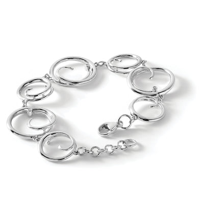 White Ice Sterling Silver Rhodium-plated Diamond Swirl Bracelet with Extender