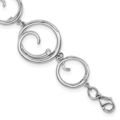 White Ice Sterling Silver Rhodium-plated Diamond Swirl Bracelet with Extender