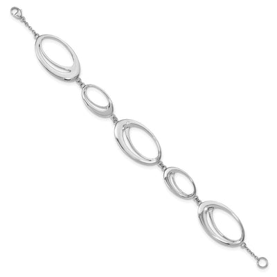 White Ice Sterling Silver Rhodium-plated Diamond Fancy Ovals Bracelet