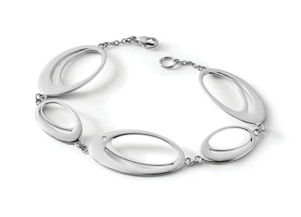 White Ice Sterling Silver Rhodium-plated Diamond Fancy Ovals Bracelet