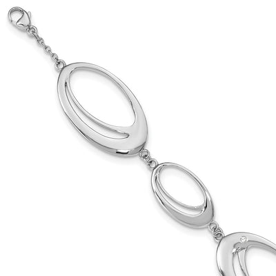 White Ice Sterling Silver Rhodium-plated Diamond Fancy Ovals Bracelet
