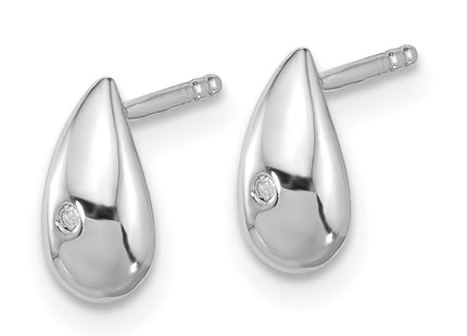 Sterling silver diamond teardrop earrings, alternate view