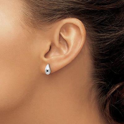 White Ice Sterling Silver Rhodium-plated Diamond Teardrop Post Earrings, 9 x 5mm