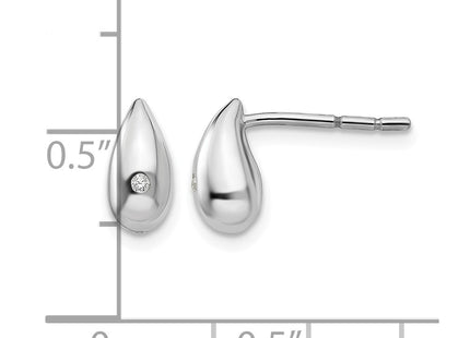Sterling silver diamond teardrop earrings, further view