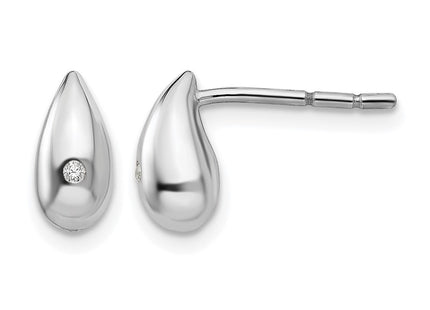 Sterling silver diamond teardrop earrings