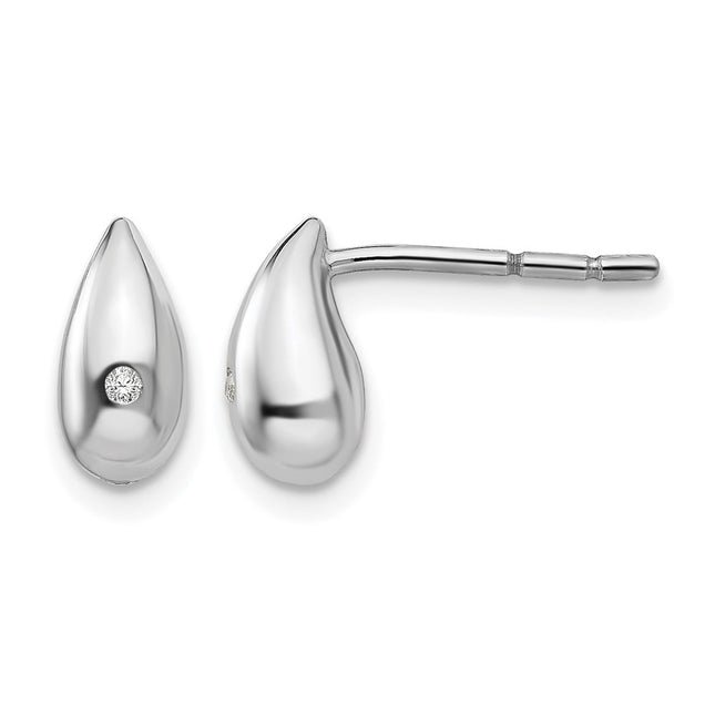 Sterling silver diamond teardrop earrings