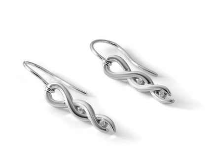 White Ice Sterling Silver Rhodium-plated Diamond Twist Dangle Shepherd Hook Earrings