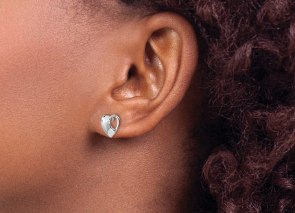 Sterling silver diamond heart earrings, another view