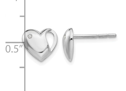 Sterling silver diamond heart earrings, further view