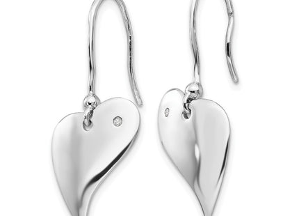 Sterling silver diamond heart earrings, alternate view