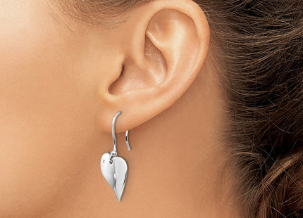 Sterling silver diamond heart earrings, another view