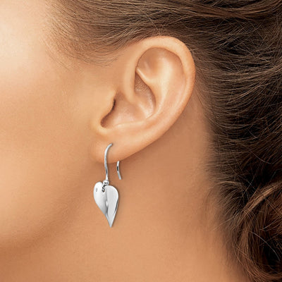 White Ice Sterling Silver Rhodium-plated Diamond Heart Earrings, 31 x 13mm