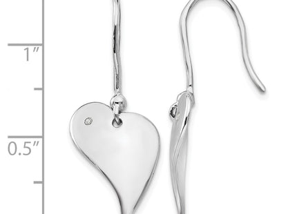 Sterling silver diamond heart earrings, further view