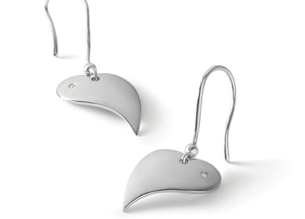 White Ice Sterling Silver Rhodium-plated Diamond Heart Earrings, 31 x 13mm