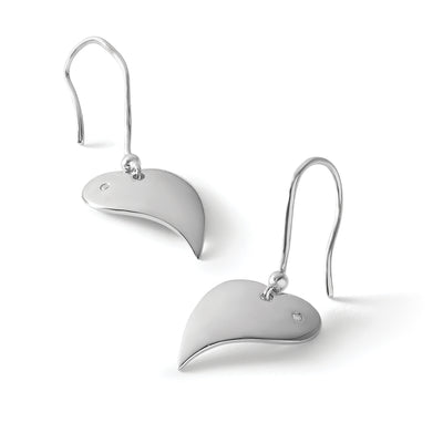 White Ice Sterling Silver Rhodium-plated Diamond Heart Earrings, 31 x 13mm