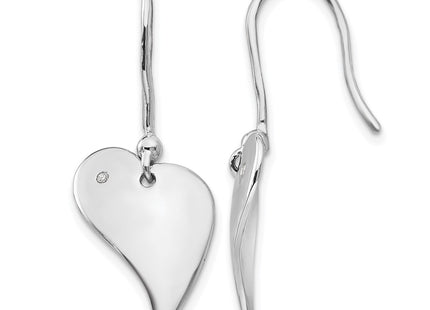 Sterling silver diamond heart earrings