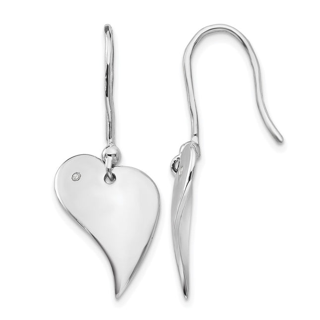 Sterling silver diamond heart earrings