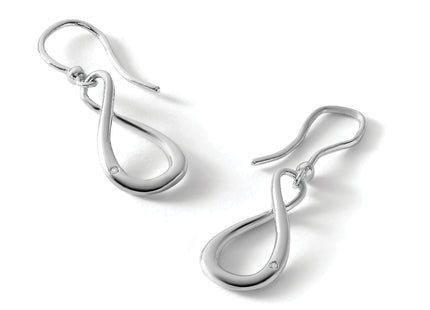 White Ice Sterling Silver Rhodium-plated Diamond Shepherd Hook Dangle Earrings, 17 x 10.5mm