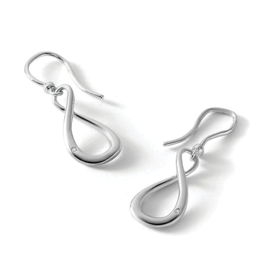 White Ice Sterling Silver Rhodium-plated Diamond Shepherd Hook Dangle Earrings, 17 x 10.5mm