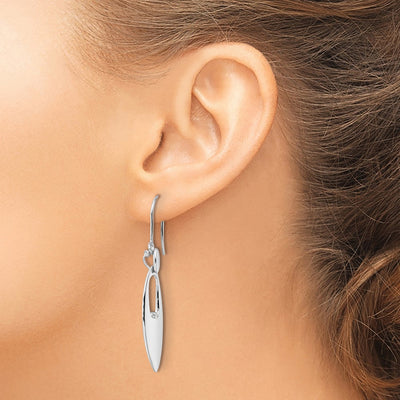 White Ice Sterling Silver Rhodium-plated Diamond Shepherd Hook Dangle Earrings, 52 x 11mm