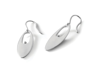 White Ice Sterling Silver Rhodium-plated Diamond Shepherd Hook Dangle Earrings, 52 x 11mm