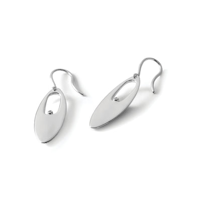 White Ice Sterling Silver Rhodium-plated Diamond Shepherd Hook Dangle Earrings, 52 x 11mm