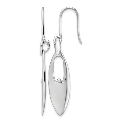 White Ice Sterling Silver Rhodium-plated Diamond Shepherd Hook Dangle Earrings, 52 x 11mm