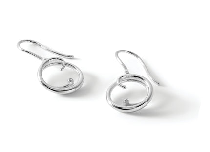 White Ice Sterling Silver Rhodium-plated Diamond Swirl Shepherd Hook Dangle Earrings