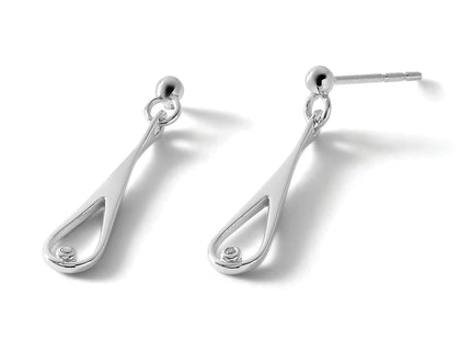 White Ice Sterling Silver Rhodium-plated Diamond Open Teardrop Post Dangle Earrings