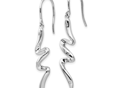 Sterling silver diamond drop earrings, alternate view