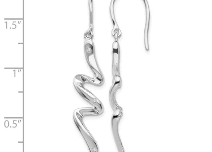 Sterling silver diamond drop earrings, further view