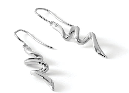 White Ice Sterling Silver Rhodium-plated Diamond Shepherd Hook Dangle Earrings, 47 x 9mm