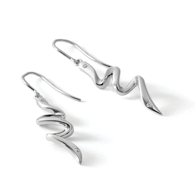 White Ice Sterling Silver Rhodium-plated Diamond Shepherd Hook Dangle Earrings, 47 x 9mm