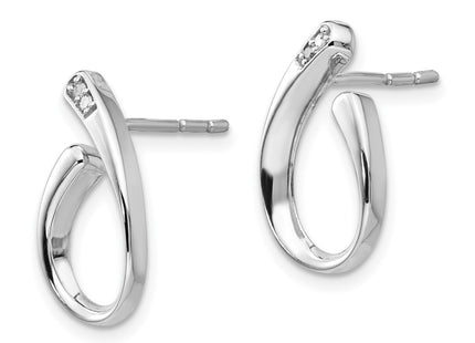 Sterling silver diamond earrings, alternate view