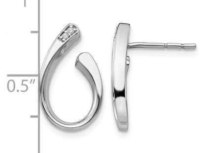 Sterling silver diamond earrings, further view